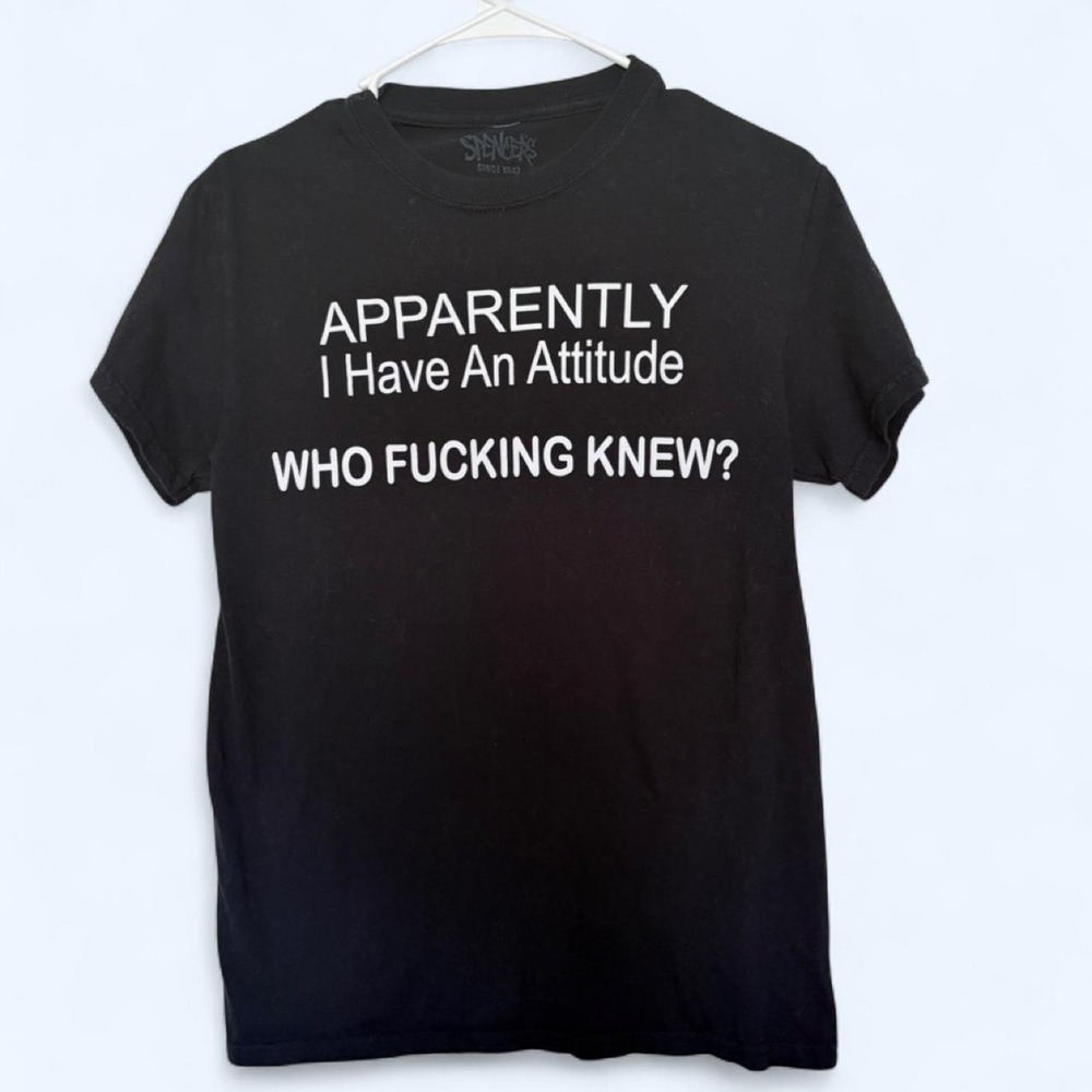 Spencers Apparently I Have An Attitude Black Graphic Tee Small